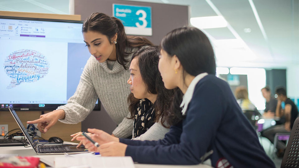 Group of girls in library